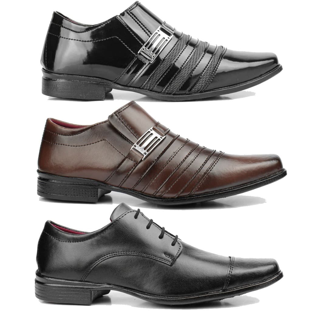 Sapato social oxford masculin kit 3 modelos diferentes
