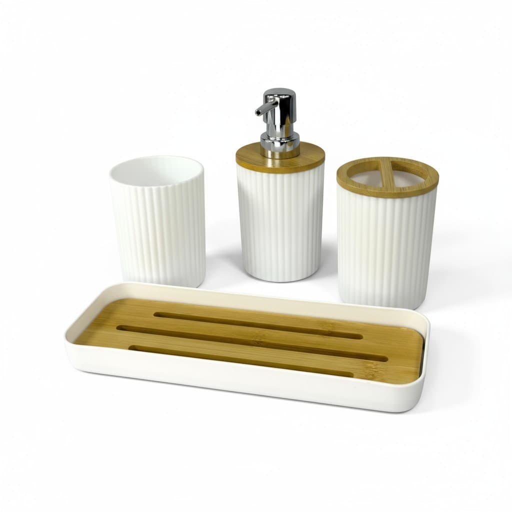 Conjunto Acessórios de Banheiro 4 Peças Plástico – Organização e Estilo Moderno AliDoLado
