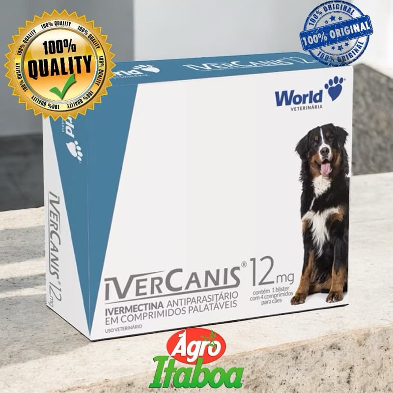 Remedio Carrapato Pulgas Sarnas Vermes para Cachorro Ivercanis 12mg Até 6 Meses o Efeito
