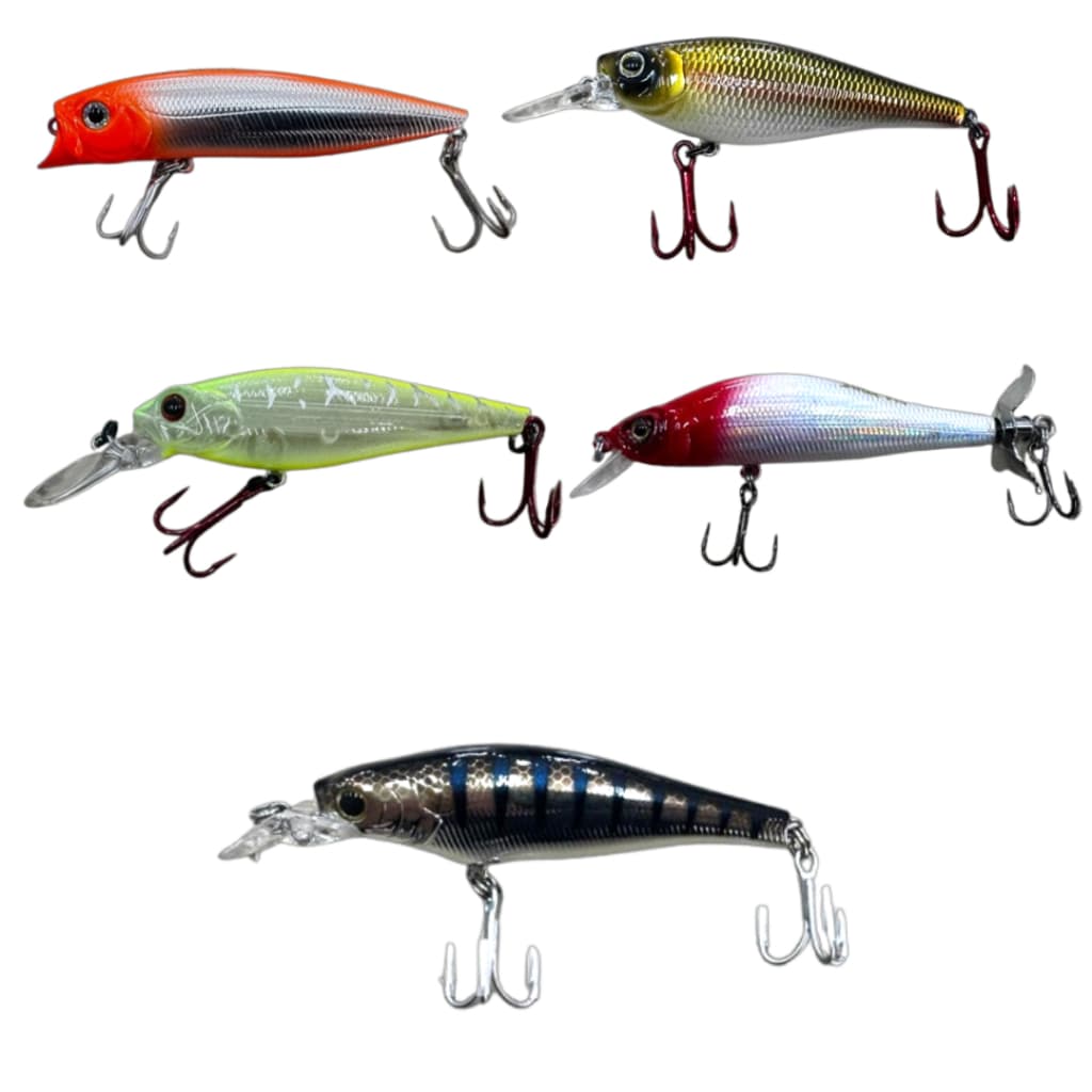 Kit 5 Iscas Artificiais Marine Sports Pesca Tucunaré Dourado RobaloKit 5 Iscas Artificiais Marine