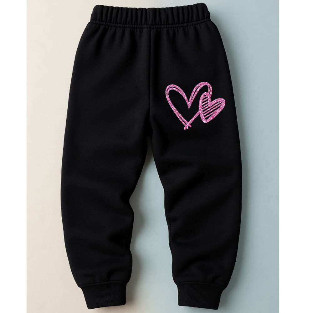 Calça Moletom Infantil Flanelada Coraçao Estampada Tamanho 2 ao 16