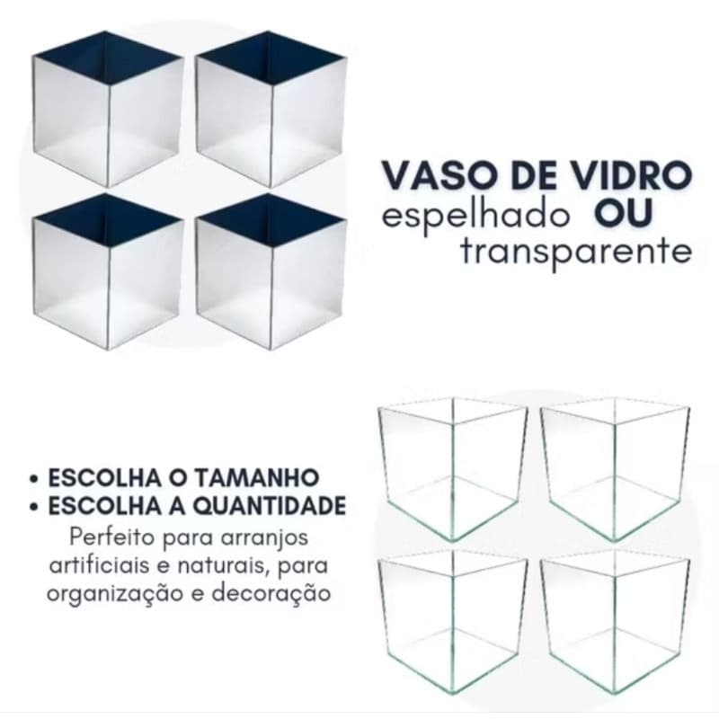 Kit de vasos de vidro espelhado ou transparente decoração arranjo porta treco barato