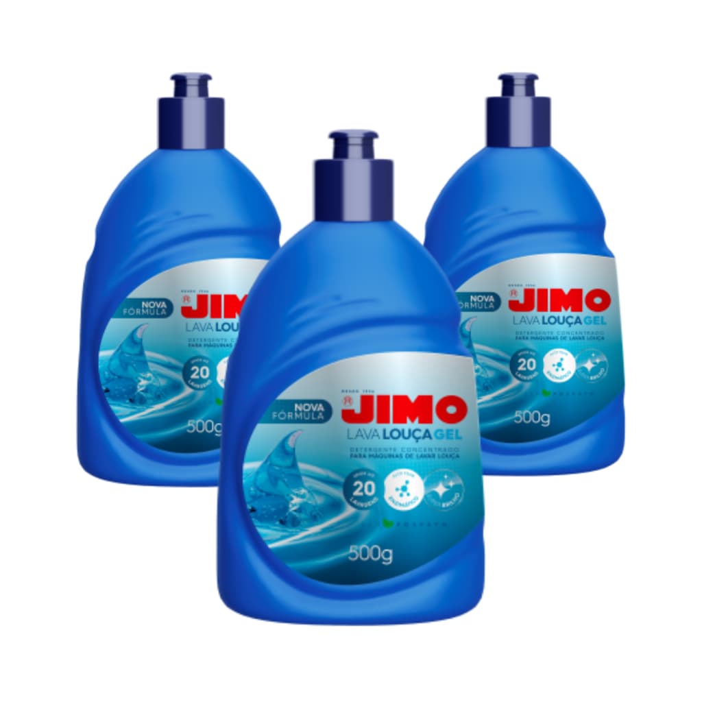 Jimo Lava Louças Gel 500g Limpeza Profunda Brilho Para Lava Louça - Kit com 3