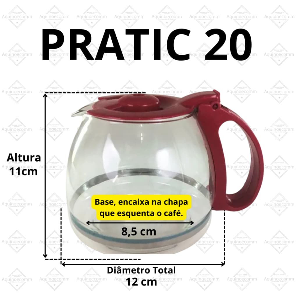 Jarra De Vidro Para Cafeteira Pratic 20 - 20 Cafés/Xícaras Cn-01 Cor Vermelha (VIDRO RESISTENTE)