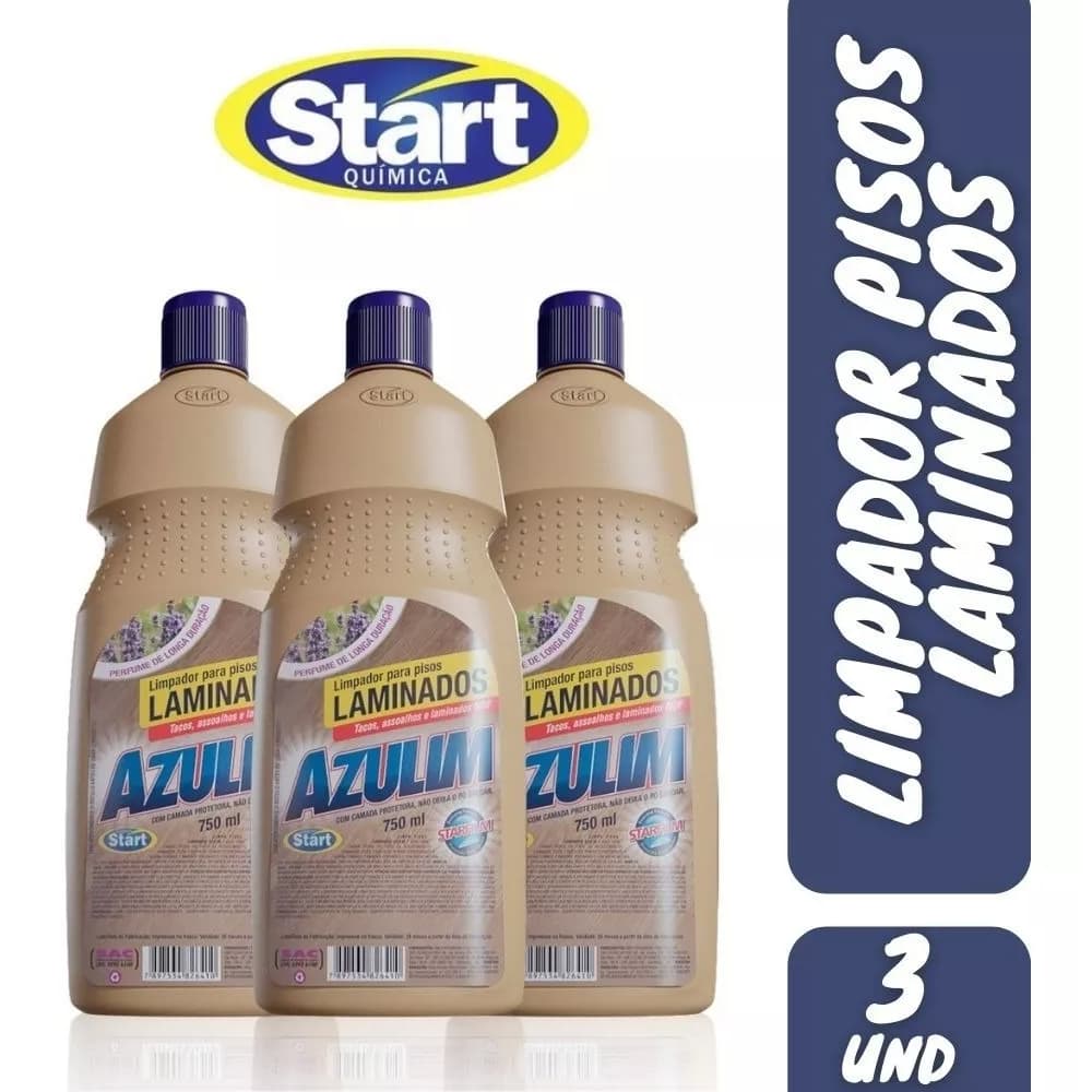 Kit 3 Limpador De Piso Laminado 750ml Cada Aroma Lavanda Piso Laminado Brilhante e Casa Cheirosa