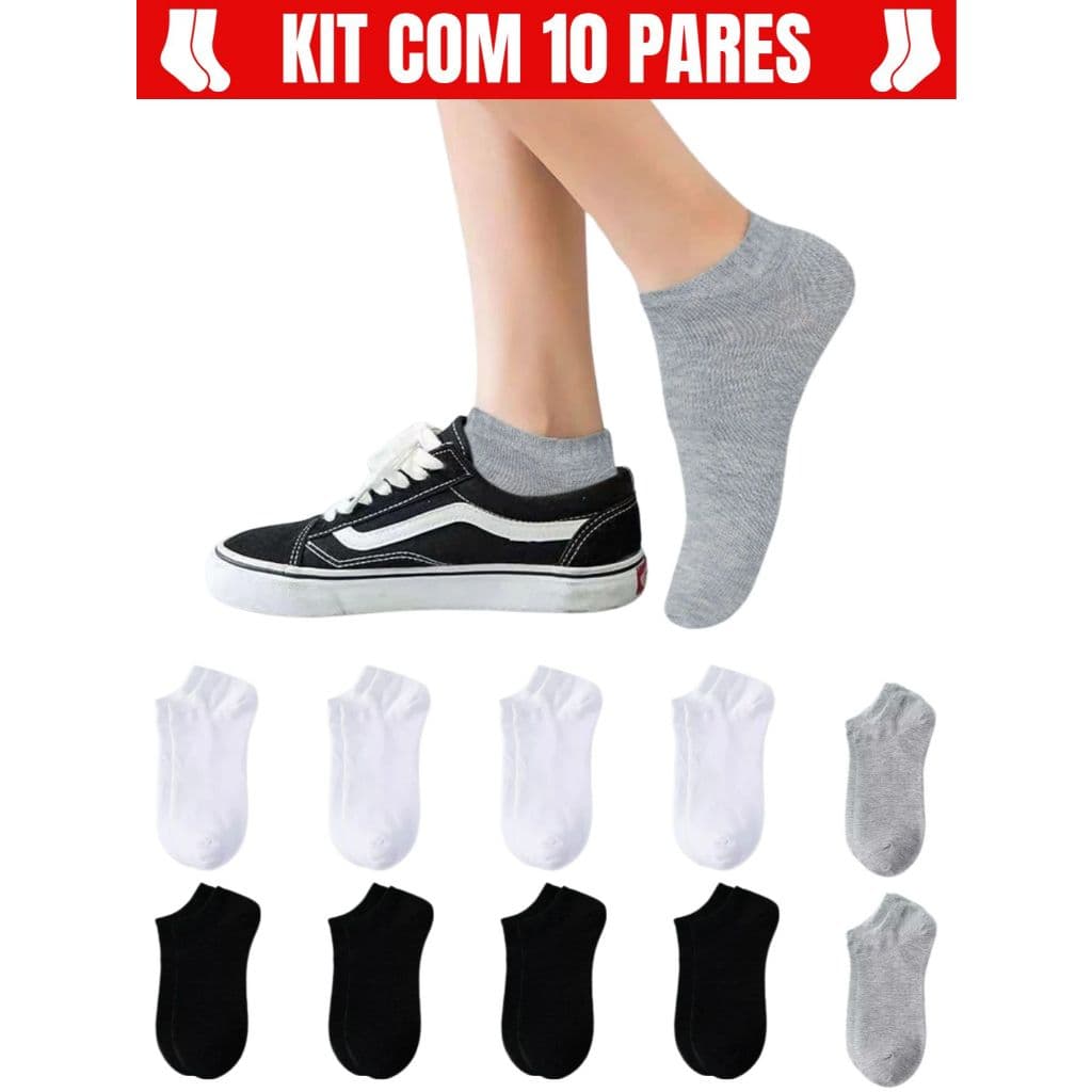 Kit 10 Pares Meias Soquete Masculinas Cano Curto Algodão 38-44 Confortáveis – Good Socks