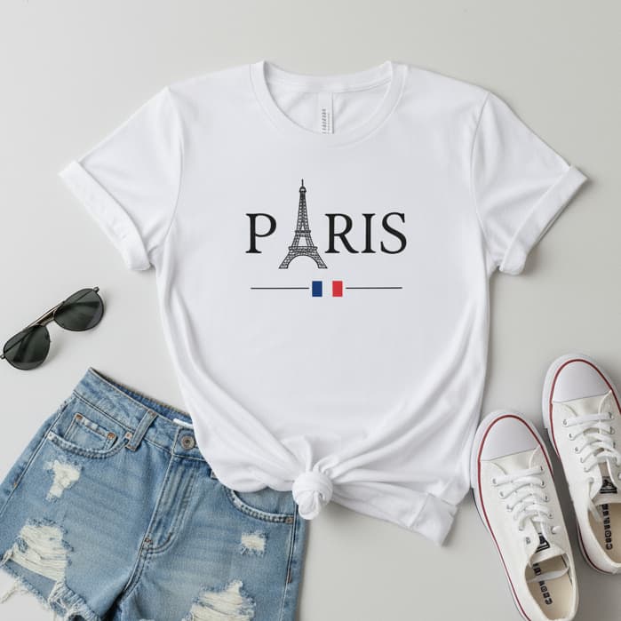 Camiseta TShirt Feminina Blusa Paris 100% Algodão Casual Confortável Moda