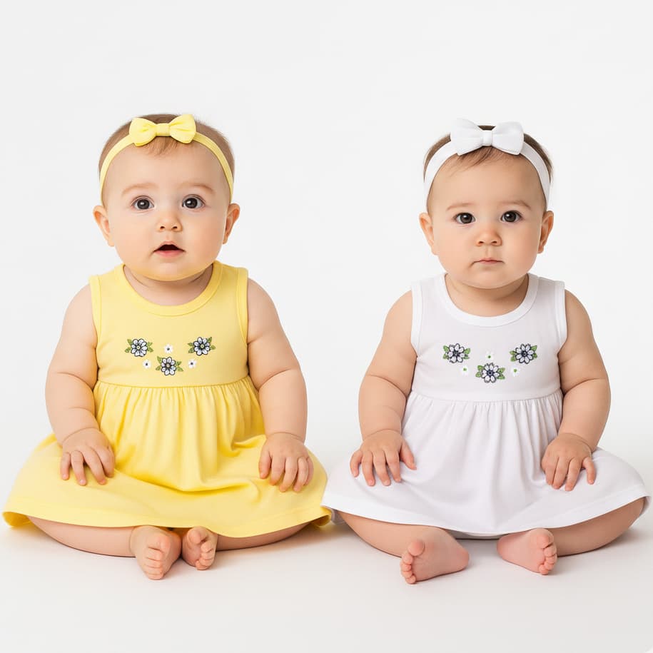 Kit 2 Vestidos Infantil Bebê Menina Liso Super Confortável Lançamento