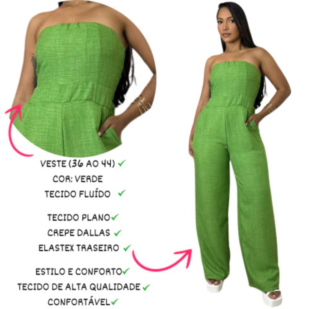Macacão Feminino Alfaiataria Elegante – Tecido Premium, Tamanho Único (36 ao 40)