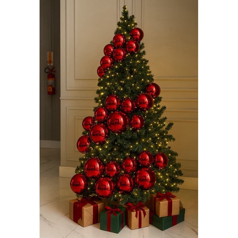 Árvore de Natal 2,10m Verde Tradicional com 1.100 Galhos e Pé de Ferro Reforçado Pinheiro Realista, Volumosa, Cheia