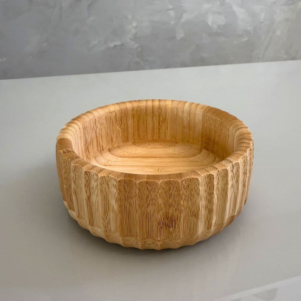 Bowl Canelado De Bambu Natural 15cm Saladeira Oikos Tigela Multiuso