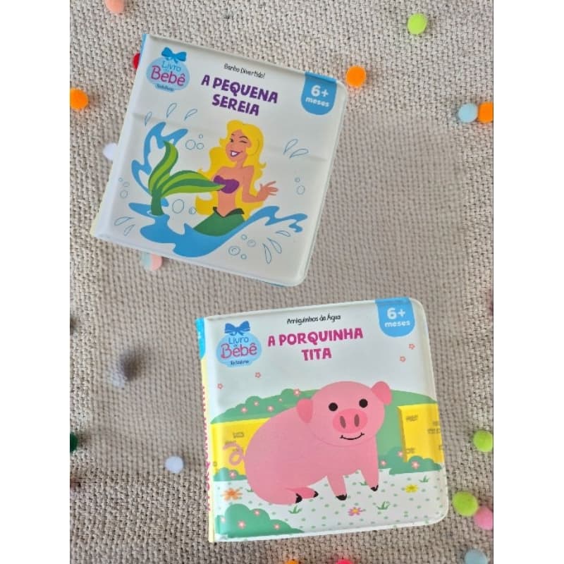 Kit Livros de Banho – A Pequena Sereia + A Porquinha Tita | Livros Infantis Educativos e Coloridos | 6m+