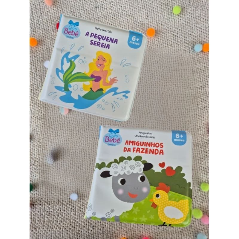 Kit Livros de Banho – A Pequena Sereia + Amiguinhos da Fazenda | Livros Infantis Educativos | 6m+
