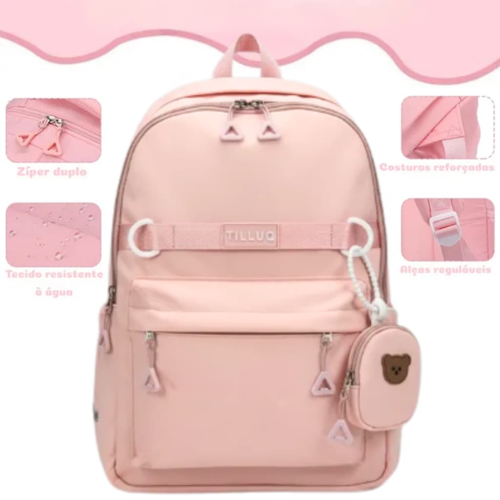 Bolsa Mochila Feminina Grande Escolar Trabalho Nylon Mochila Impermeável Espaçosa 🔥 Envio Rapido