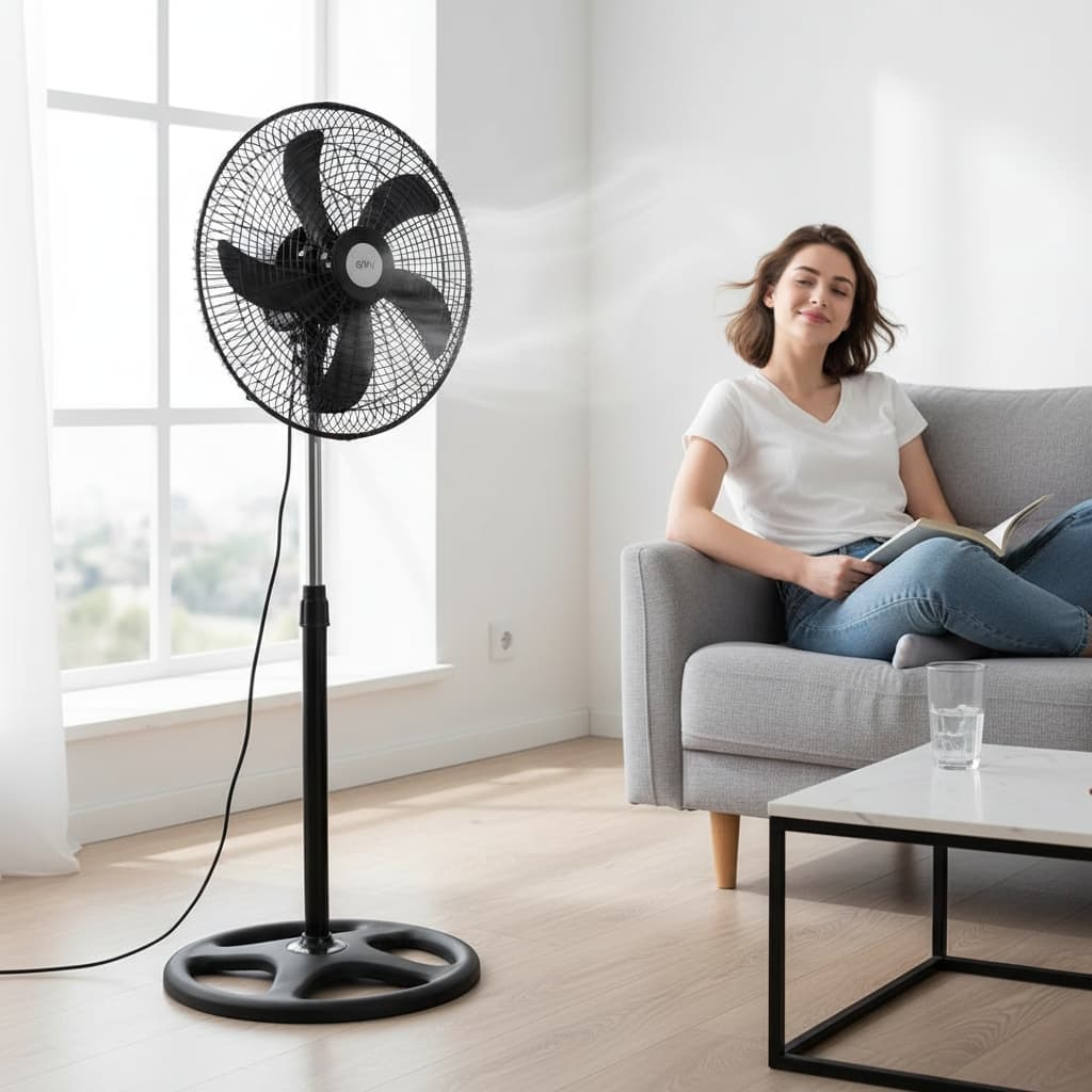 Ventilador Pedestal 60W 127V e 220V Design Moderno Hélice 5 Pás Base Estável