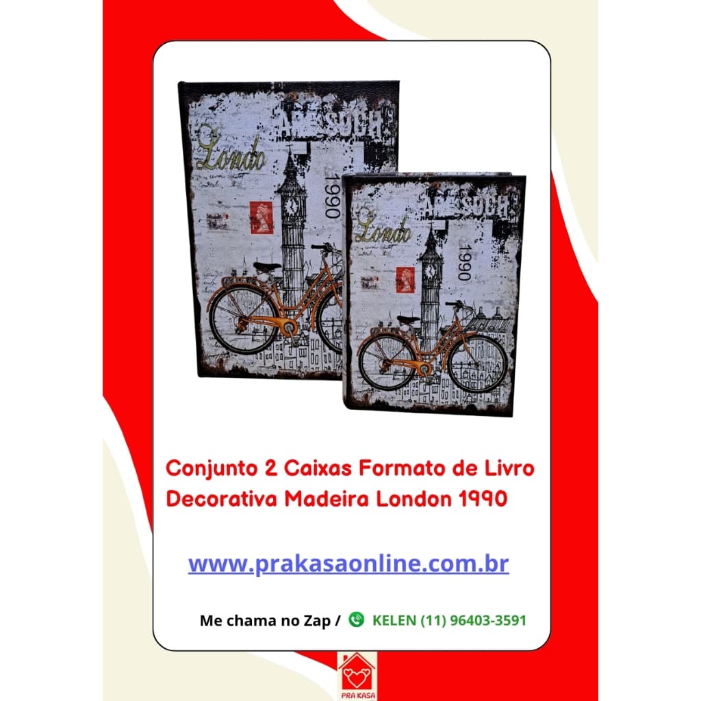 Conjunto 2 Caixas Formato de Livro Decorativa Madeira