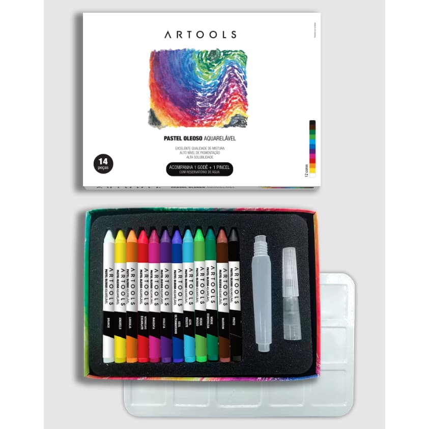 Giz Pastel Oleoso Aquarelável 12 cores | Gode e Pincel| | Artools