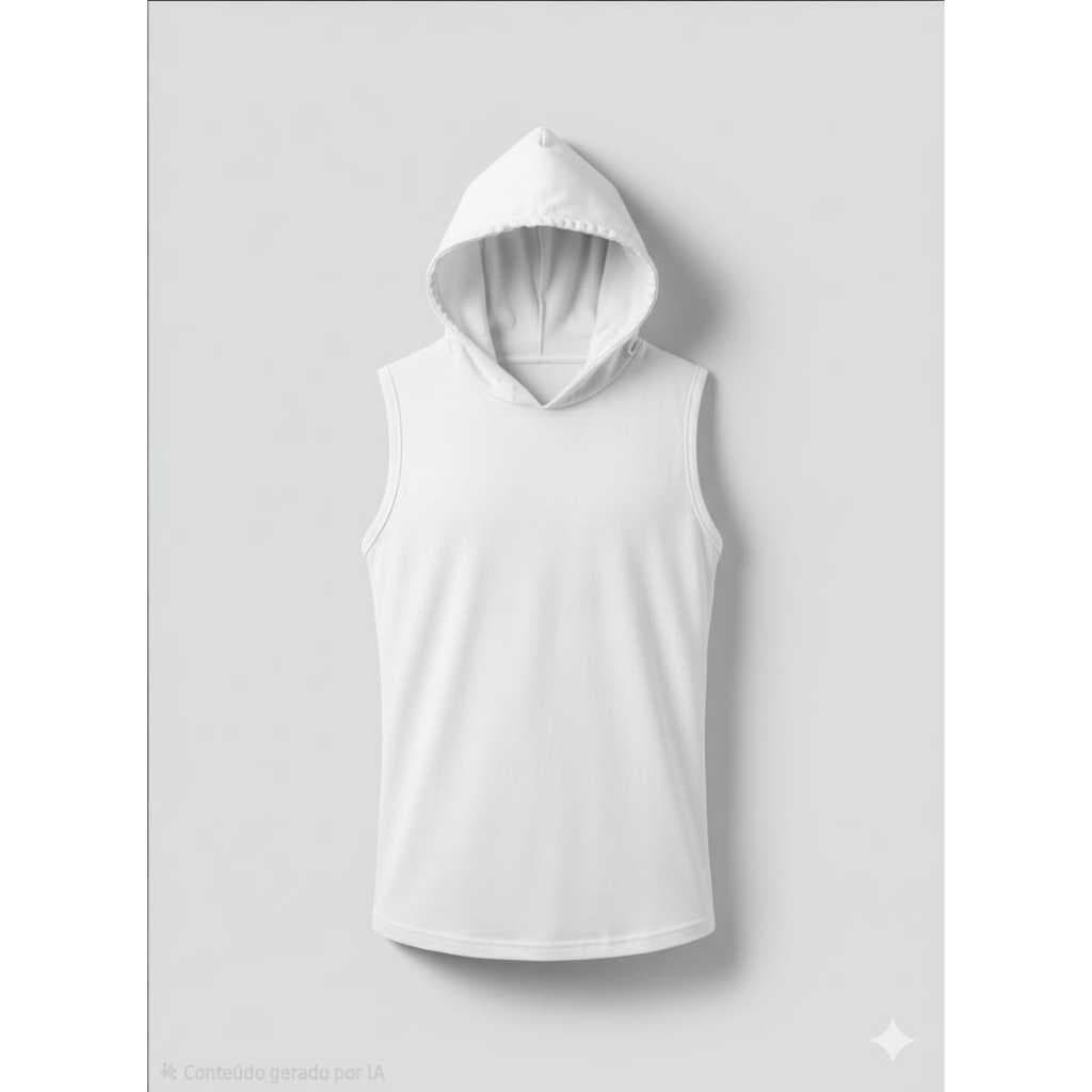 Regatas BRANCA Masculina Longline com Capuz Lisa
