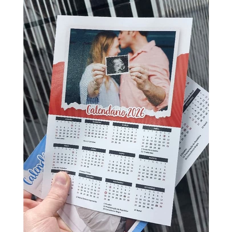 Calendário personalizado com ímã 15x21cm