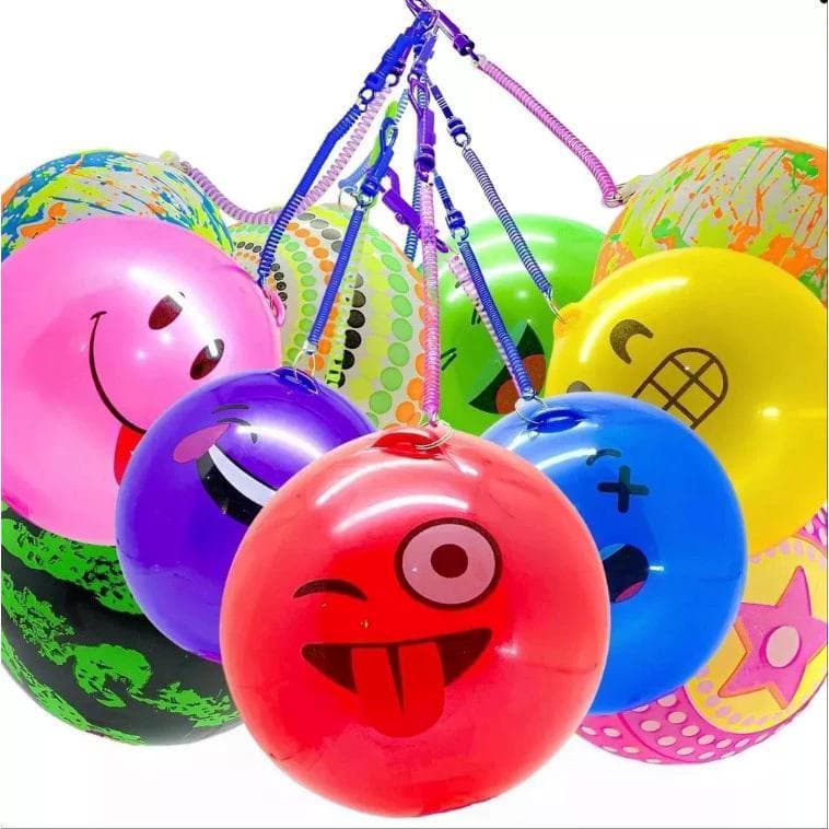 Kit 20 Bolas Poing Poing de Borracha com Cordão e Mola – Brinquedo Infantil Divertido