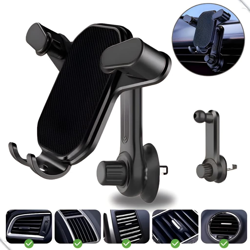 Suporte Celular Veicular Universal Clip Saida Ar Resistente - Preto