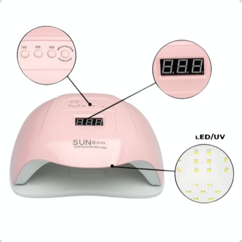 Cabine UV LED Sun X Plus 120W Rosa Display Digital Sensor Automatico Unhas Gel Profissional