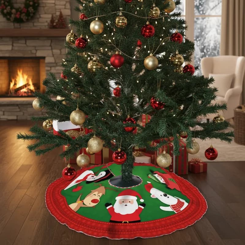 Saia Para Base De Árvore De Natal Laço 68 Cm Decoração Enfeite Natalino Natalina Estampada