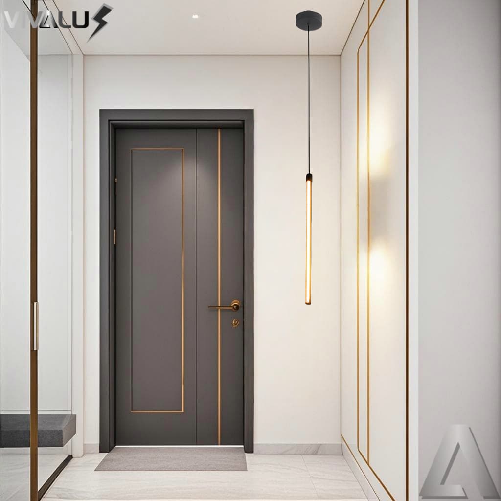 Pendente Tubo Cilindro Preto Luz Led Branco Quente 3000k Lustre Moderno Hall Lavabo Luminária Bivolt