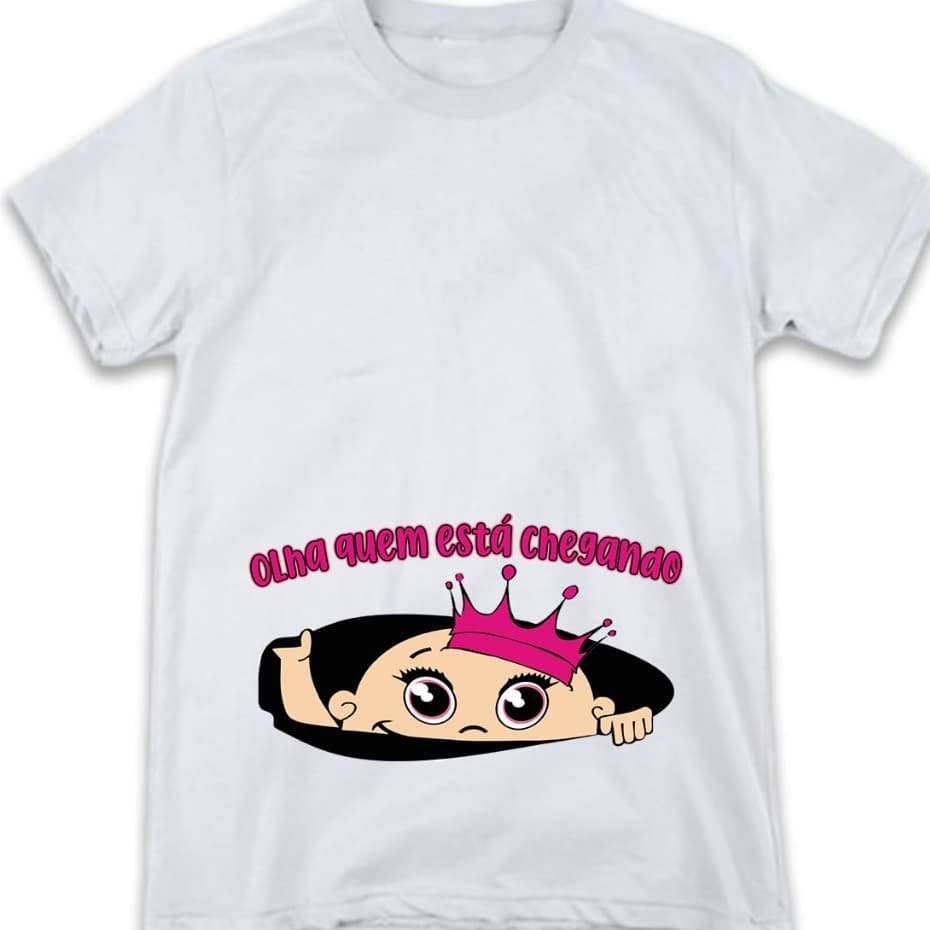 Camiseta Gestante Olha quem Esta Chegando Camisa Grávida Bebê Espiando