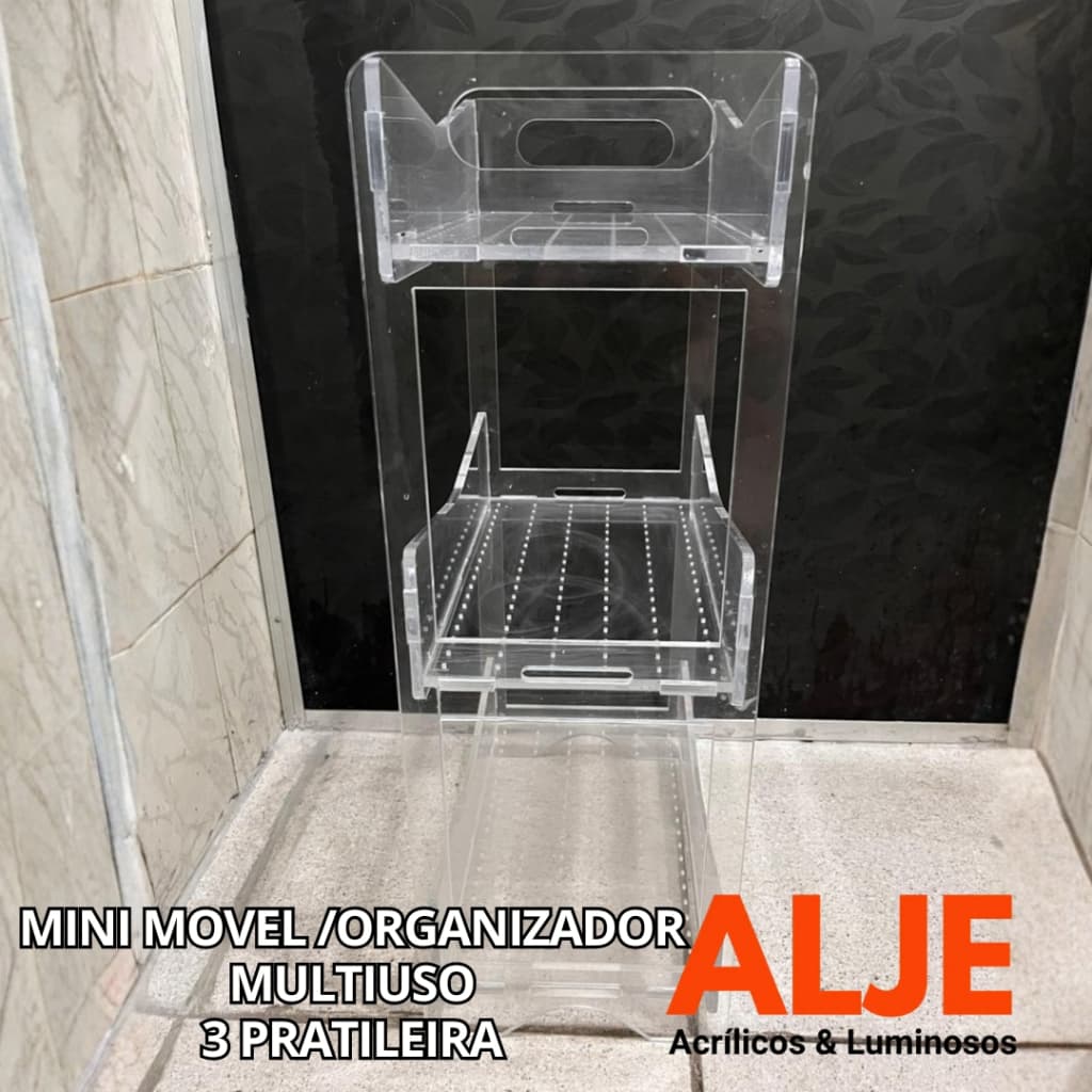 Armarinho vitrine  Acrílico Exposição De Produtos 3 Pratileira Multiuso Movél Decoração Organizador