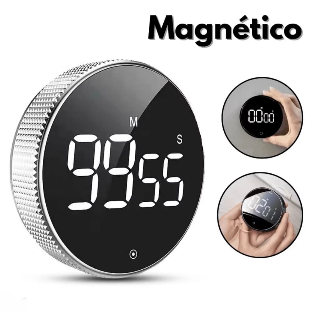 Temporizador Digital Program谩vel Timer De Cozinha Magn茅tico Alarme Rel贸gio Academia Cronometro