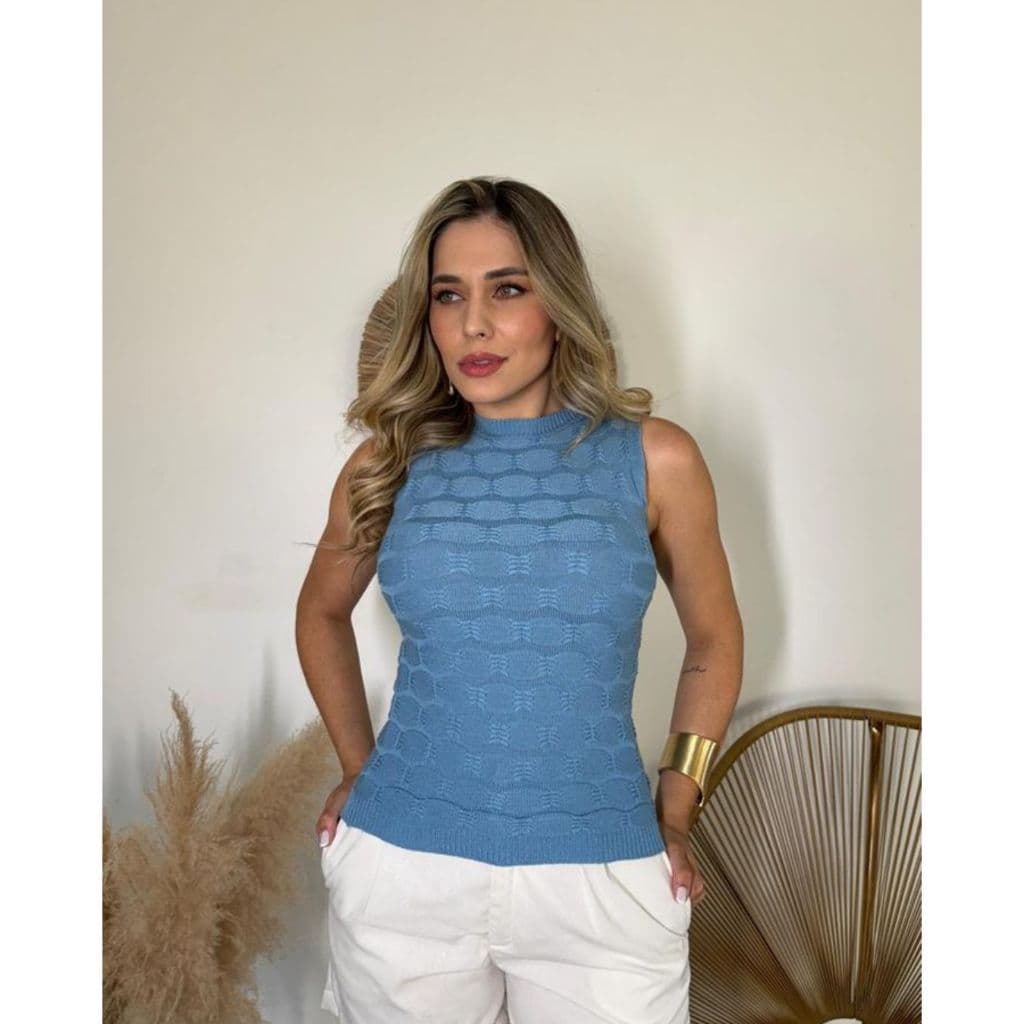 Blusa Feminina Regata Tricot Modal Tecido Premium Tricô Verão