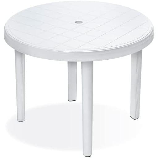 Mesa Redonda Área De Lazer Branca Desmontável