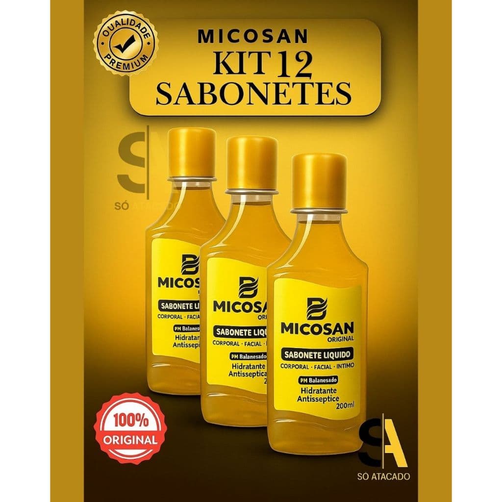 Kit 12 UND - Sabonete Micosan Líquido 200ml – Uso Corporal, Facial e Íntimo – Baruc