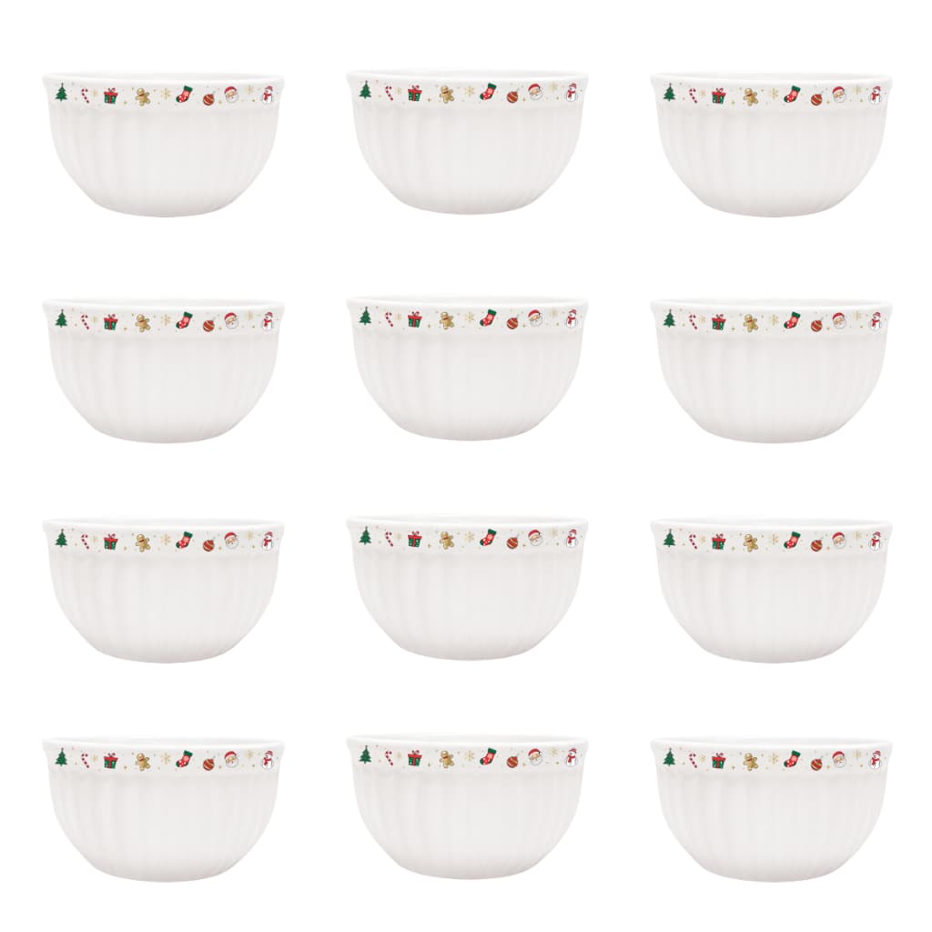 Kit 12 Tigelas Itália Natal Cerâmica 480ml 2° LINHA DEFEITOS Feliz Natal Bowl Cumbuca Sopas Caldos Sobremesas
