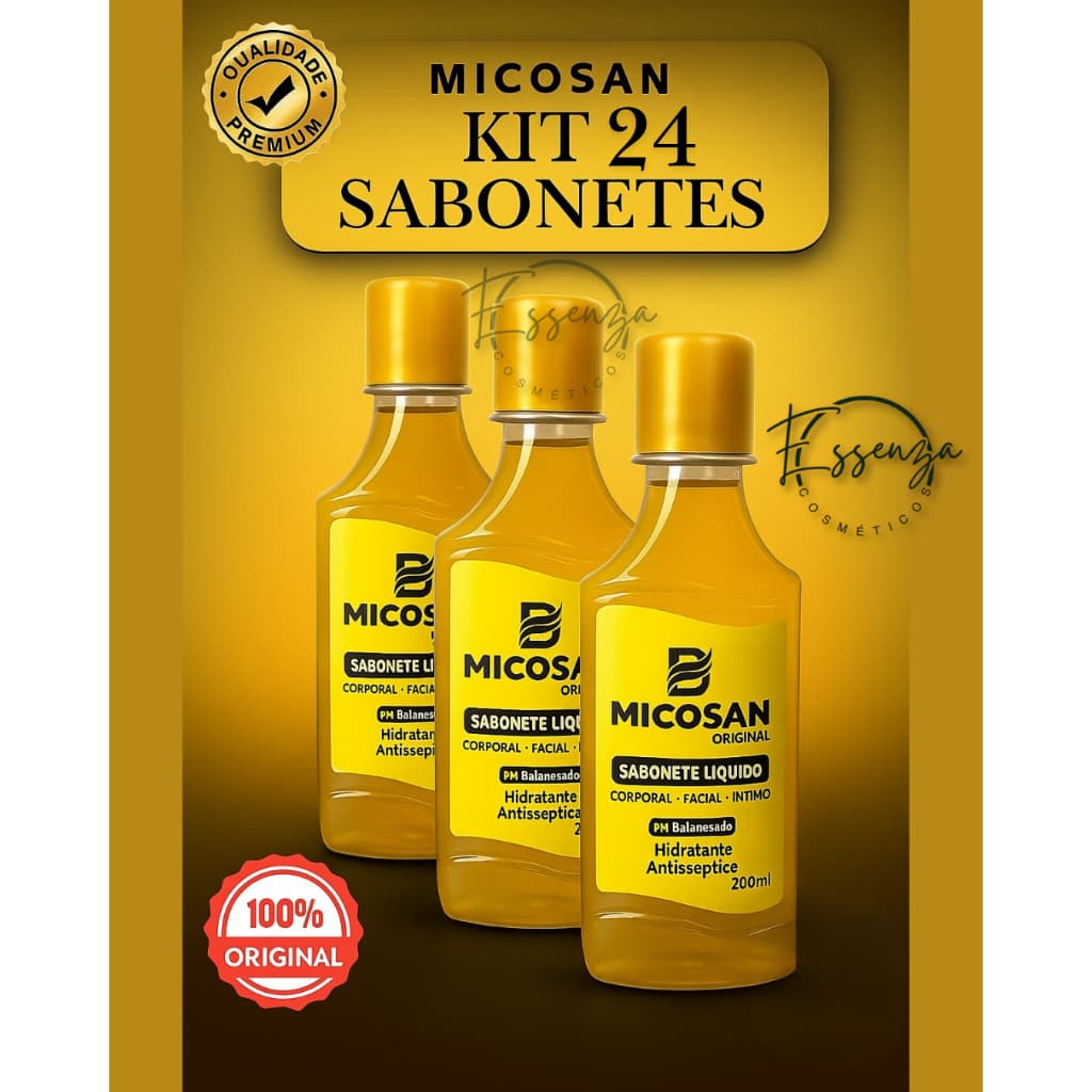 Kit até 24 UND - Sabonete Micosan Líquido 200ml – Uso Corporal, Facial e Íntimo – Baruc