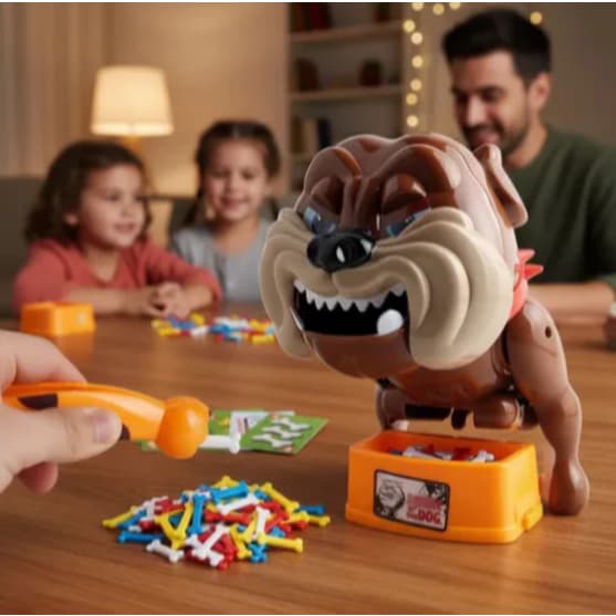 Brinquedo Jogo Cachorro Maluco que Morde ao Pegar o Osso Não Acorde o Cachorro BAD DOG Ossos Coloridos Original