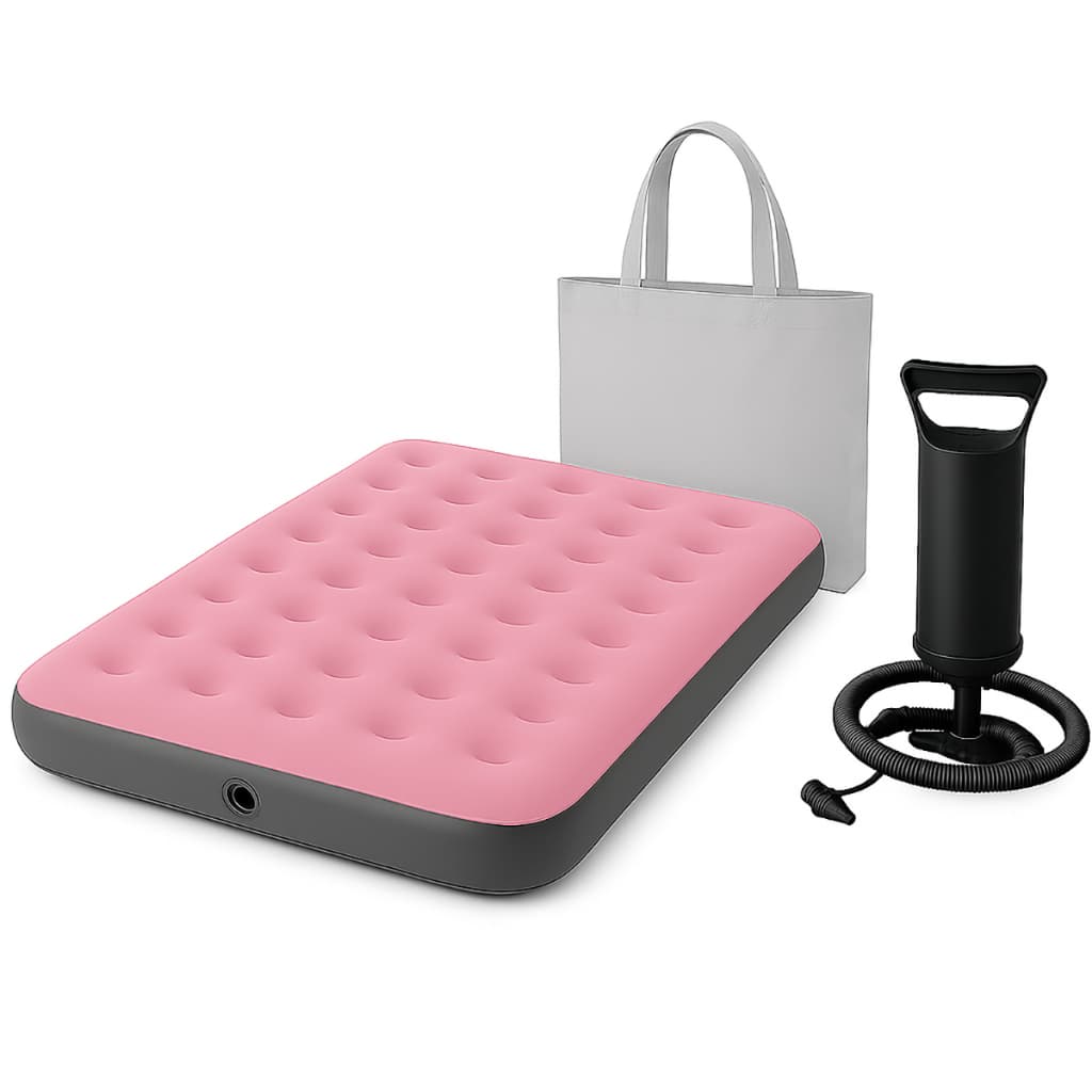 Colchão Inflavel De Casal Com Bomba Multiuso Rosa + Bolsa - Teko