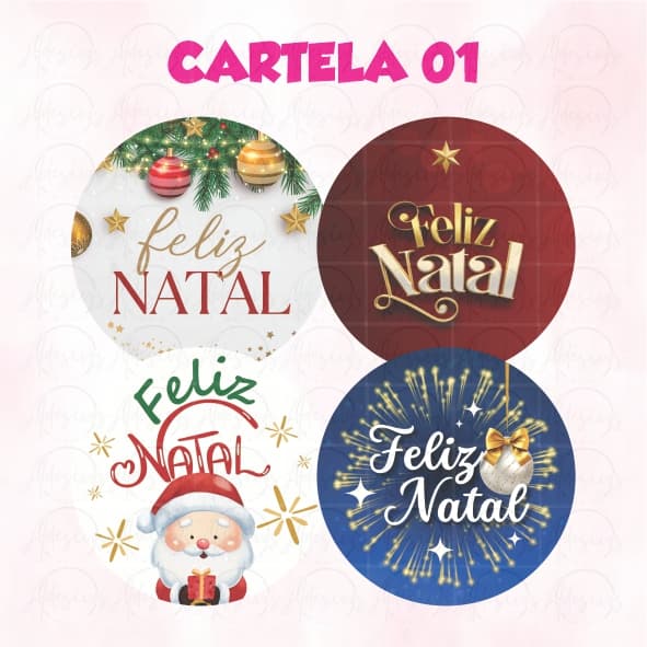 Etiqueta Adesiva Feliz Natal Descorativo 100 Adesivos em Vinil 4x4cm – Para Embalagens, Saquinhos e Panetones