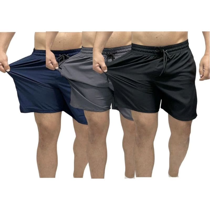 Kit 3 bermudas masculinas academia treino praia corrida shorts elástico