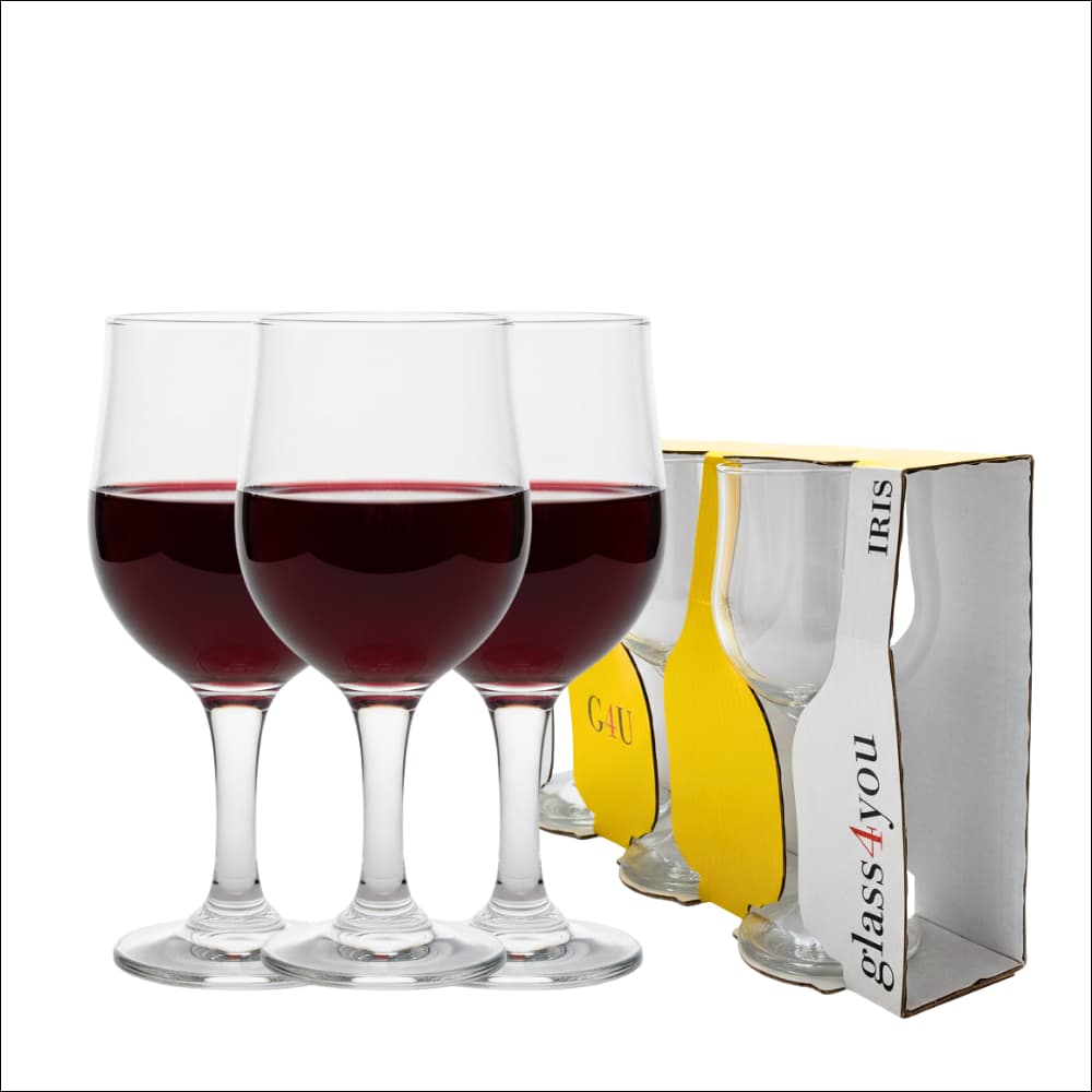Kit 3 Taças de Vidro Iris Glass4you 315ml | Jogo Taças de Vidro Para Vinho Ideal Festas e Jantares