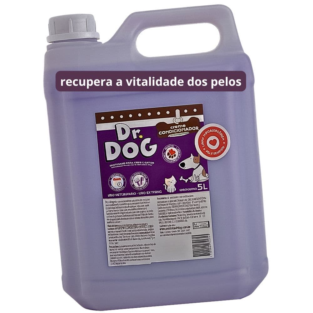 Condicionador Profissional Pet 5L Antialérgico, Alto Rendimento, +Brilho, Maciez, Revitaliza Pelagem