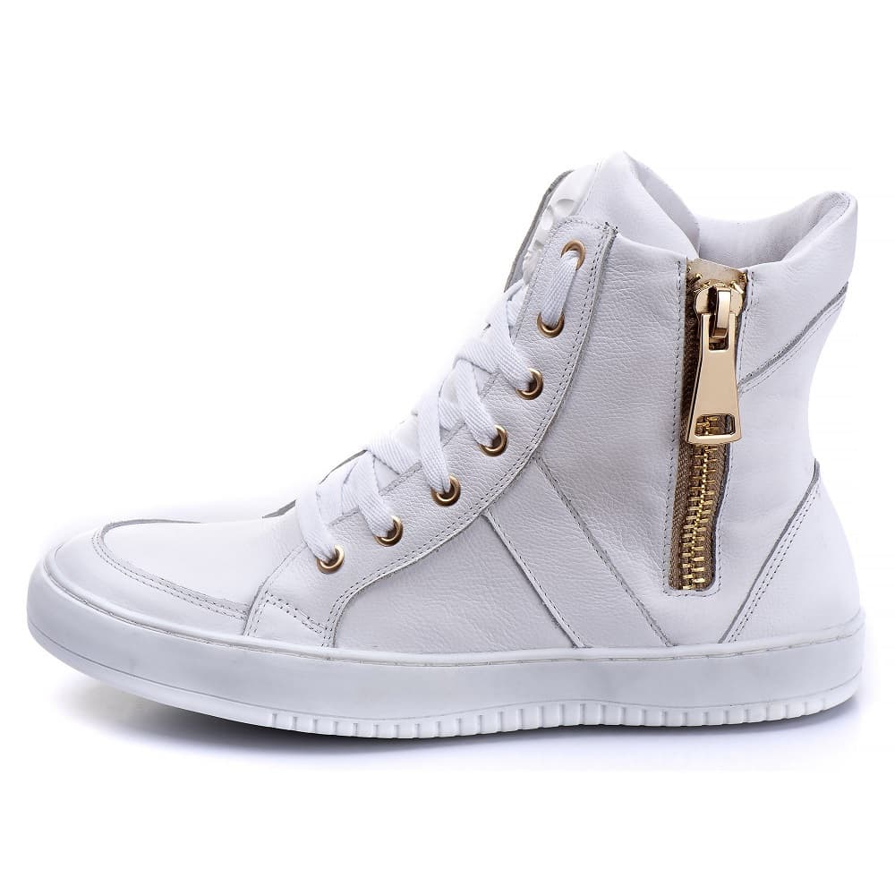 Botinha de Treino Feminino Sneaker Couro Legitimo Detalhe em Ziper 10200