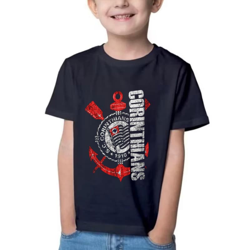 Camiseta Gaviões Time de Futebol Corint Moda Infantil Torcedor Camisa Para Criança 100% Algodão