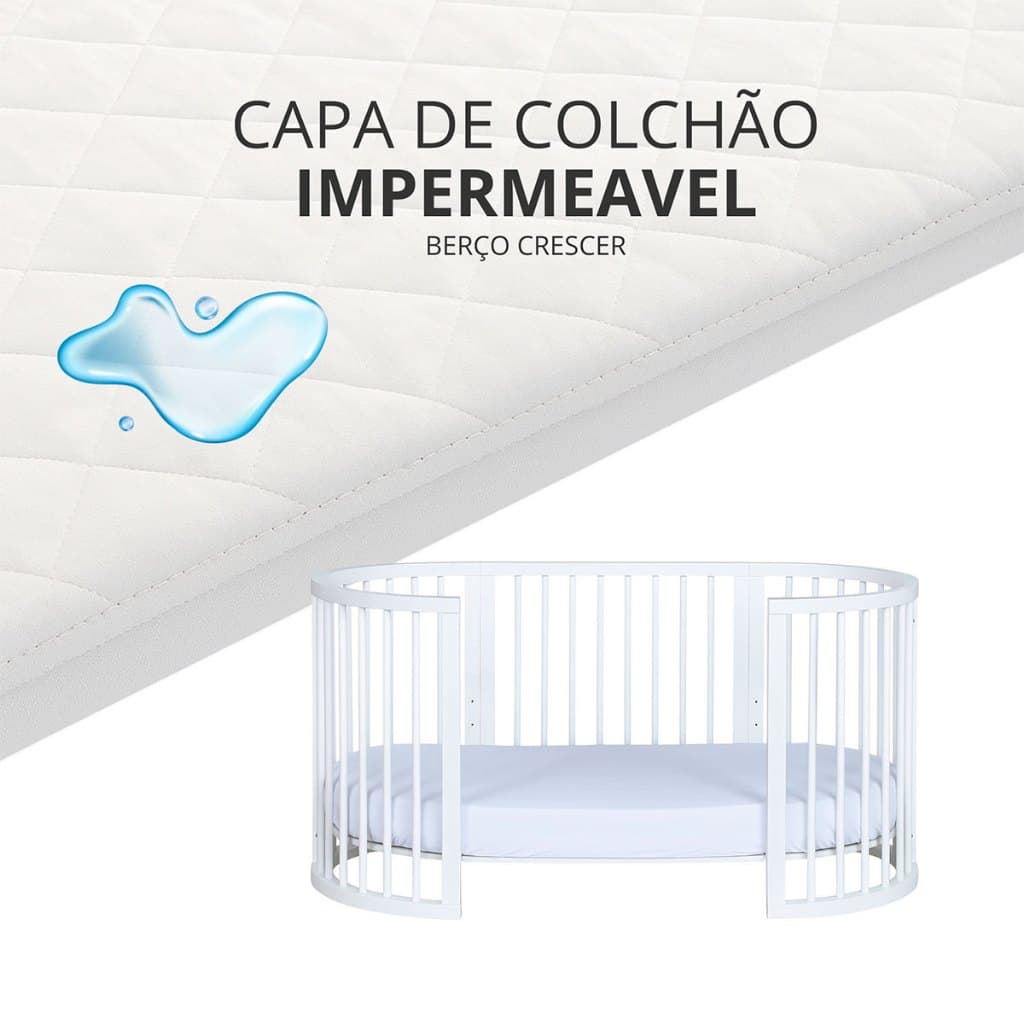 Capa Protetora Impermeável para Berço Sleeper Crescer Fase 2 68x138x13cm Segura Xixi