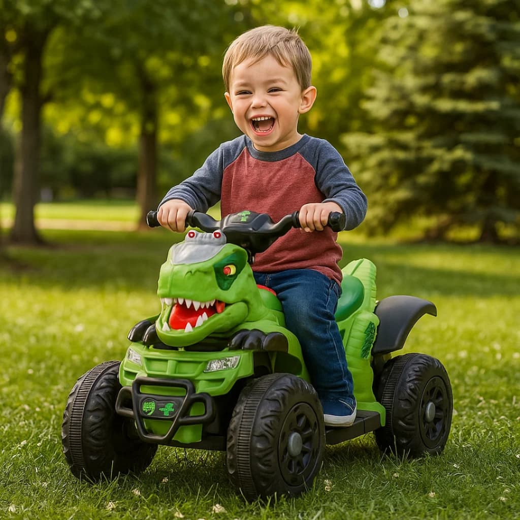 Quadriciclo Elétrico Infantil 6v Dino Race Com Bluetooth, luzes e Sons Unitoys