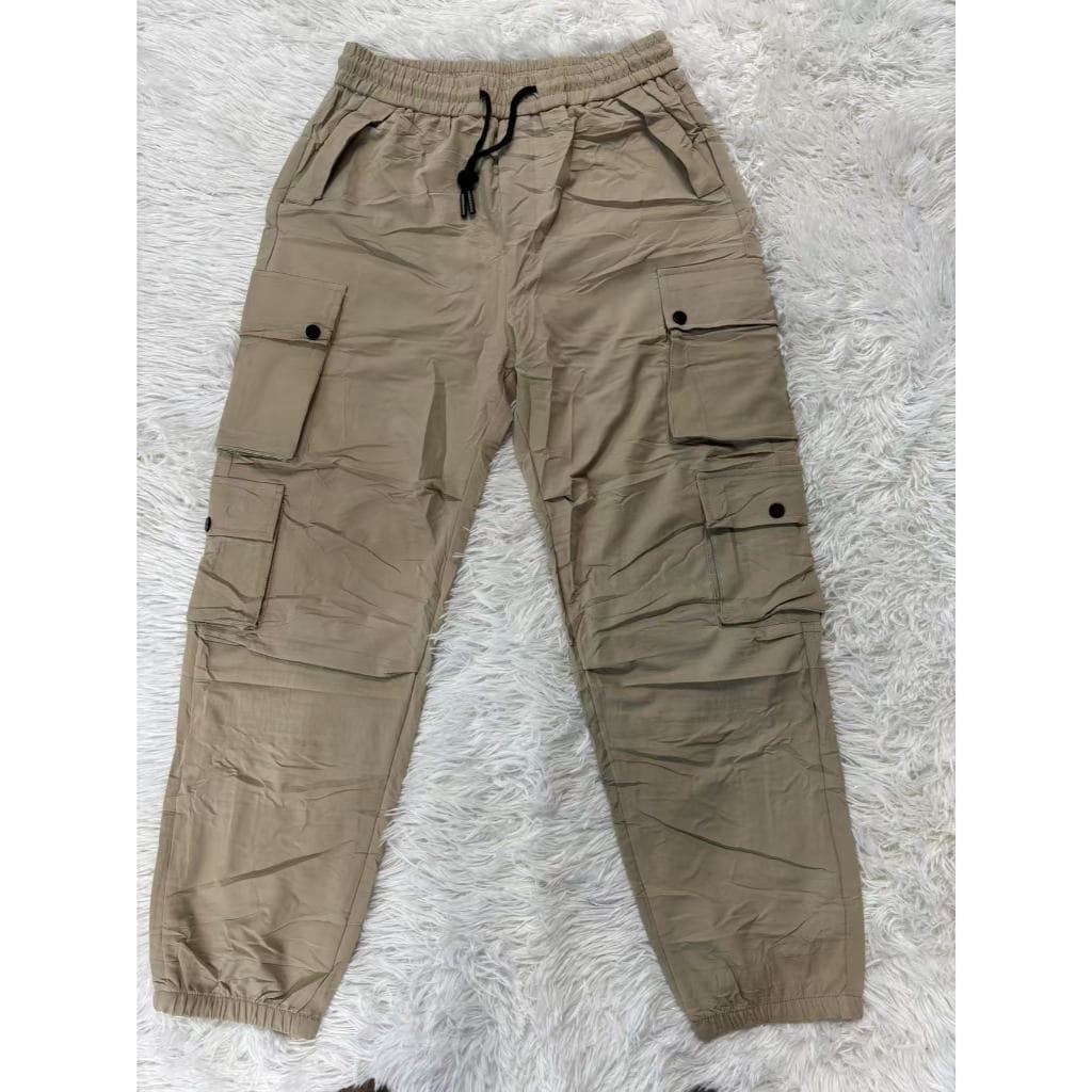 Calça Cargo Masculina com Bolso de Aba e Cordão de Ajuste na Cintura, Calça Cargo  Longa e Folgada para Uso Casual