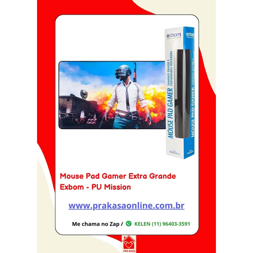 Mouse Pad Gamer Exbom 70x35cm Extra Grande