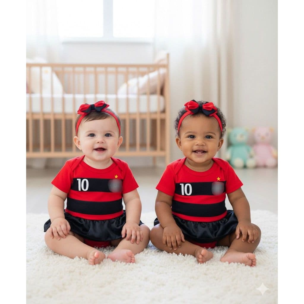 Kit Body Bebê Time Carioca + Faixa Menina Mesversário Futebol