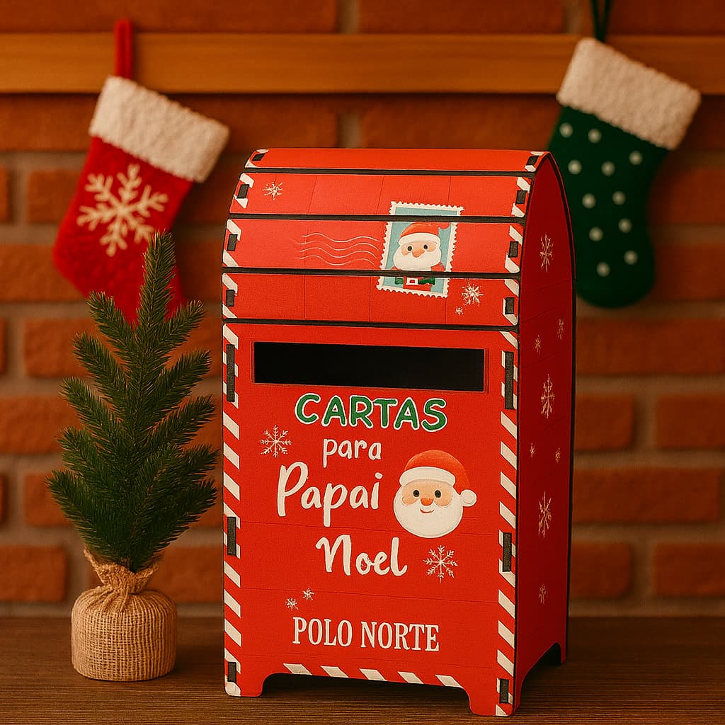 Correio de Natal em MDF – Decoração Natalina para Cartas do Papai Noel